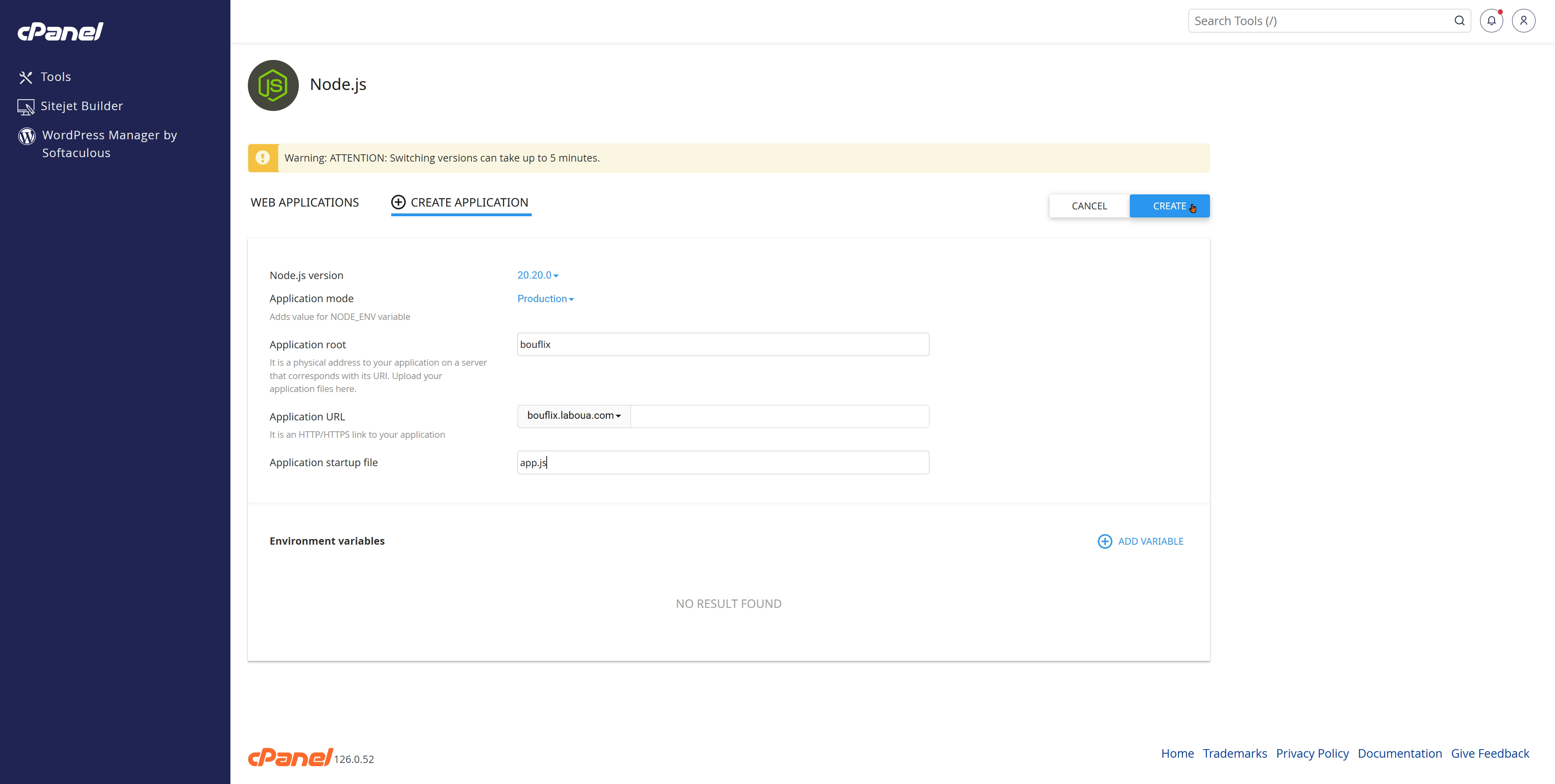 Fill out form and create